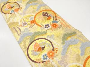 佐賀錦　丸紋に蝶・松藤模様織り出し袋帯